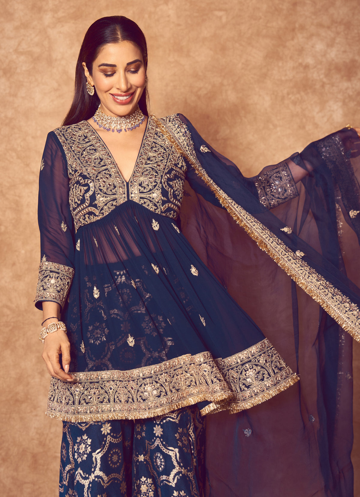 Sophie Choudry in Rukhsaar Peplum Set