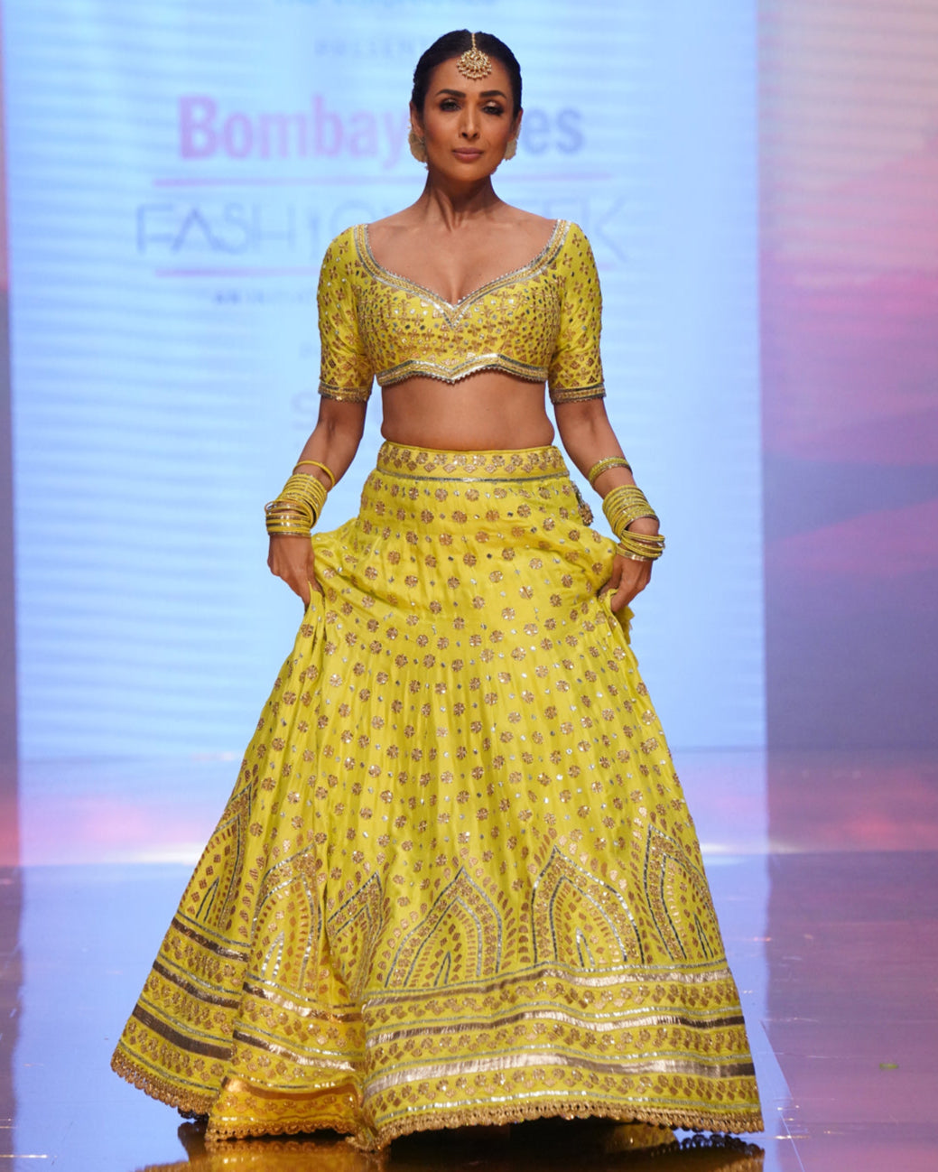 Lime Green Tarini Lehenga Set- front view