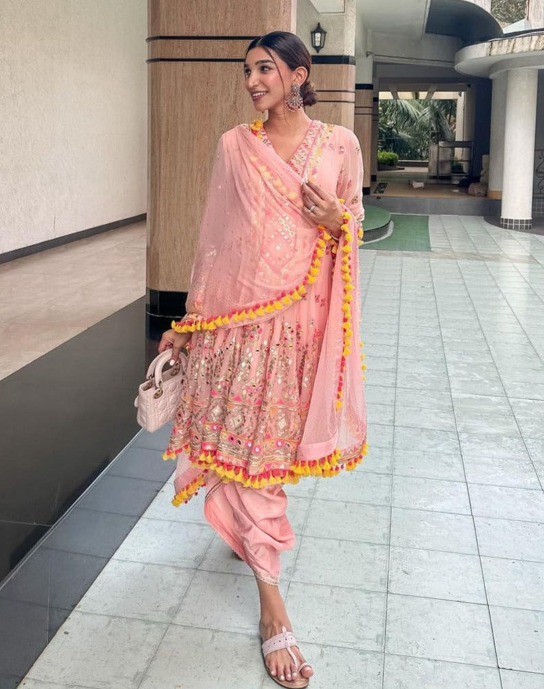 Juhi Godambe Priyal Dhoti Set- front view