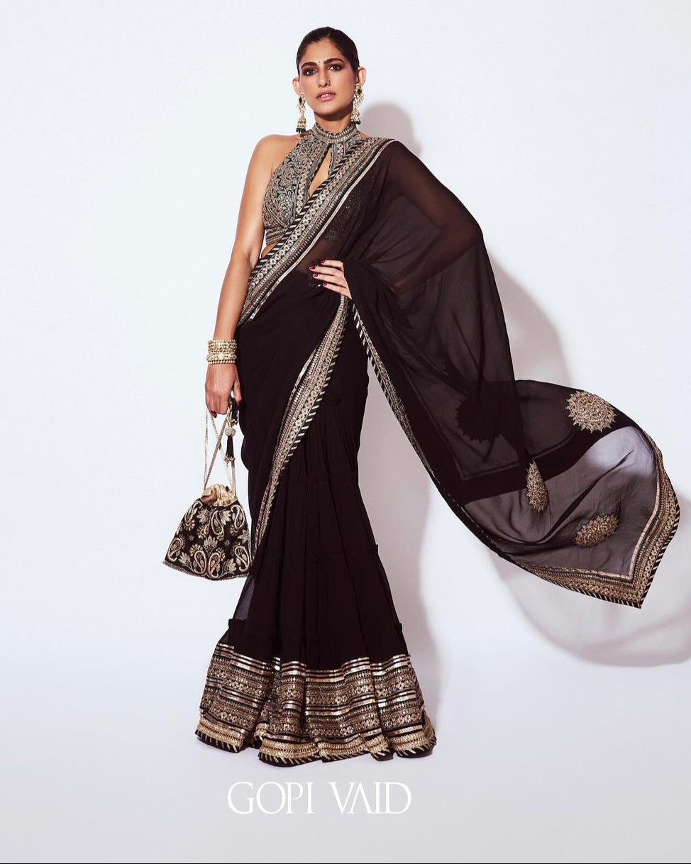 Black Golconda Anupa Saree Set- front view