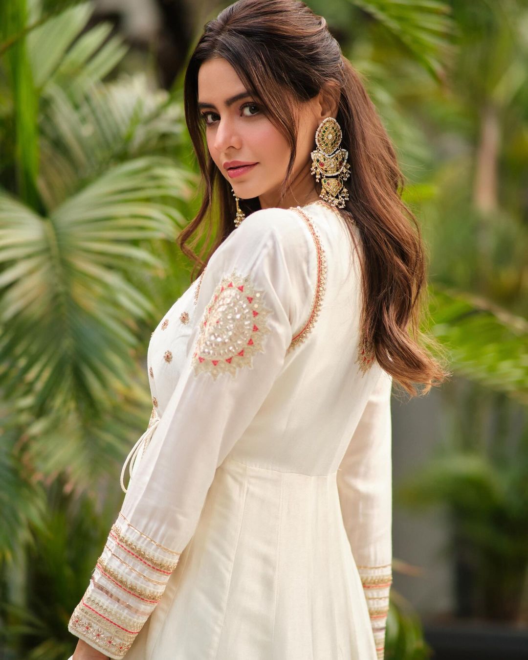 Shop White Golconda Meera Anarkali set Shop White Golconda Meera Anarkali set