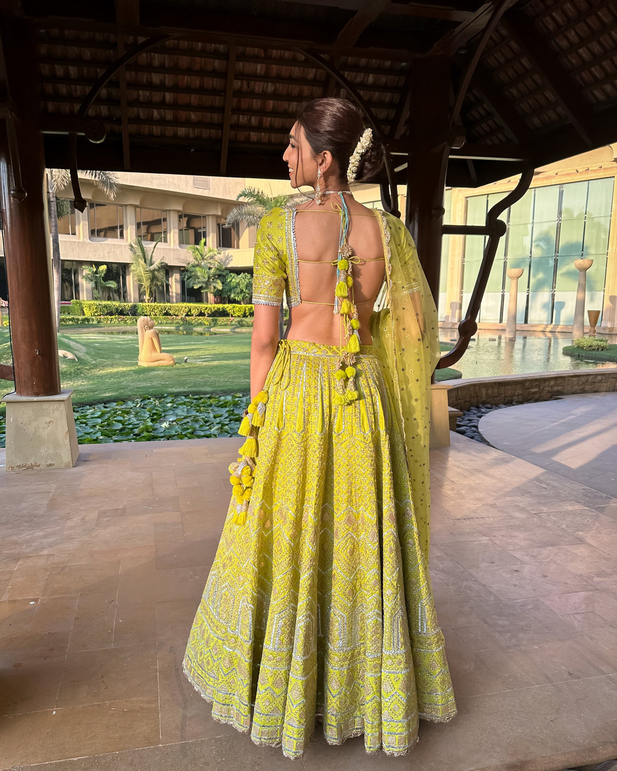 Juhi Godambe In Shahi Lehenga Set- back view