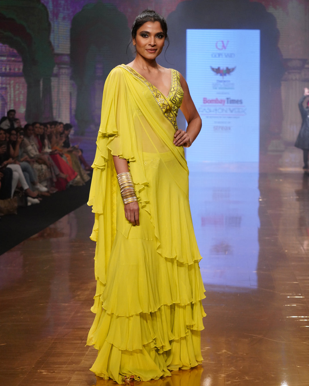Lime Green Saree Set/ front view