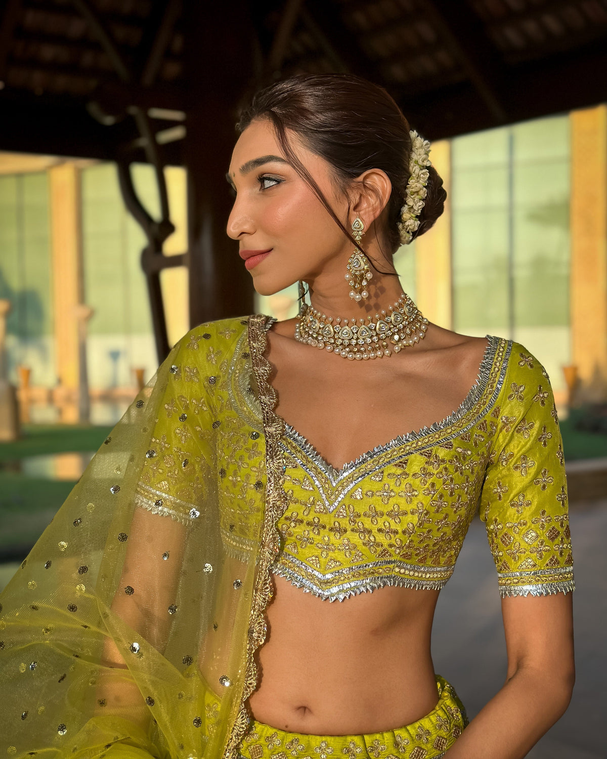 Juhi Godambe In Shahi Lehenga Set- close view