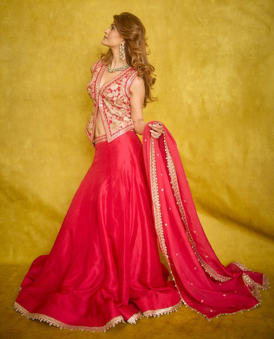 Red Skirt Set