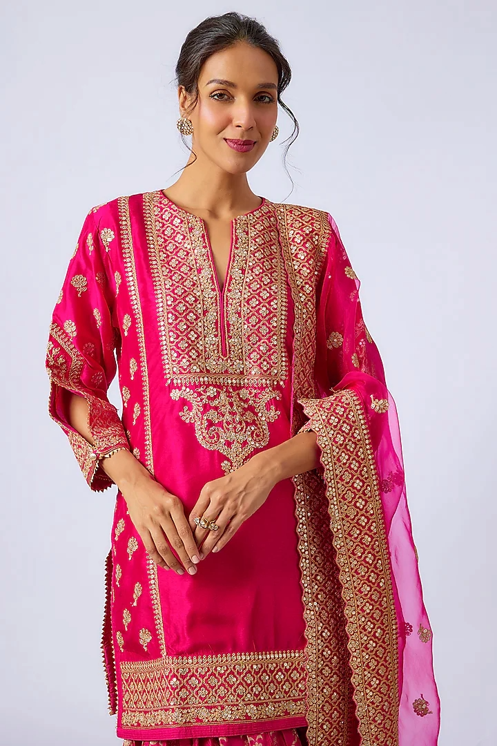 Juhi Chawla in Marigold Brocade Short Garara Set