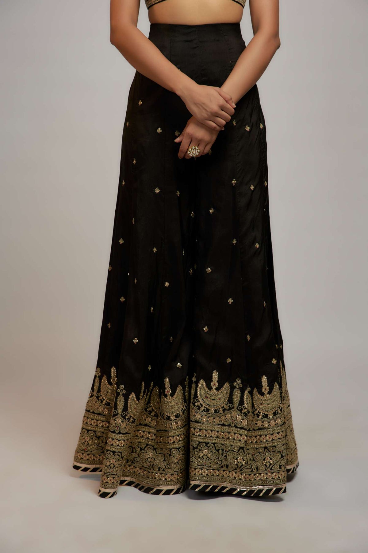 Black Golconda Afreen Sharara set- close view
