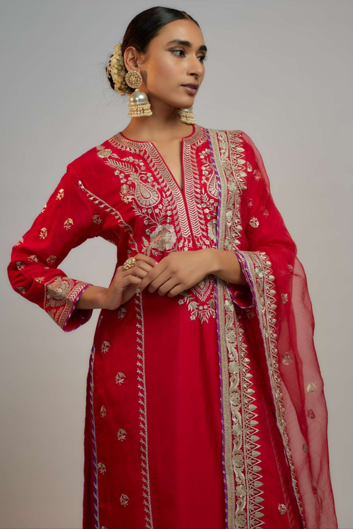 Red Golconda Amaya Palazzo set- front view