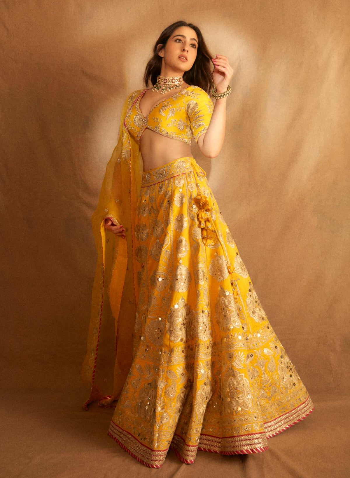 Yellow Golconda Anha Lehenga set- side view