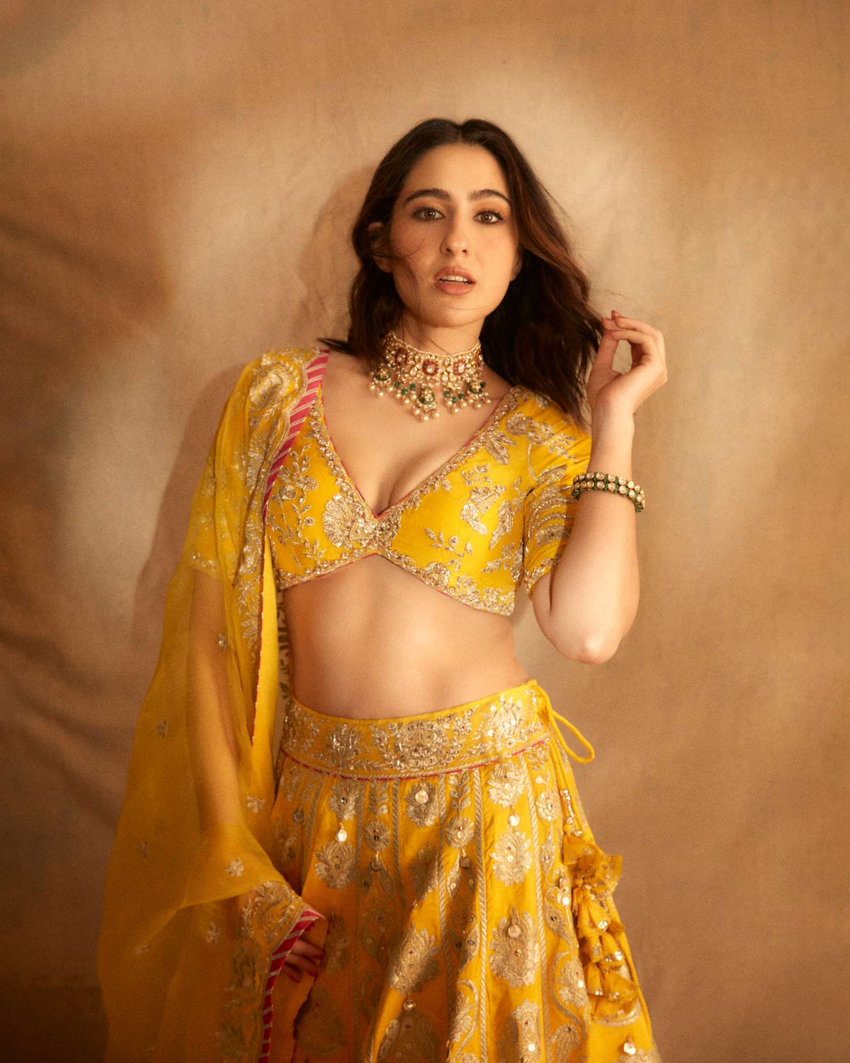 Yellow Golconda Anha Lehenga set- front view