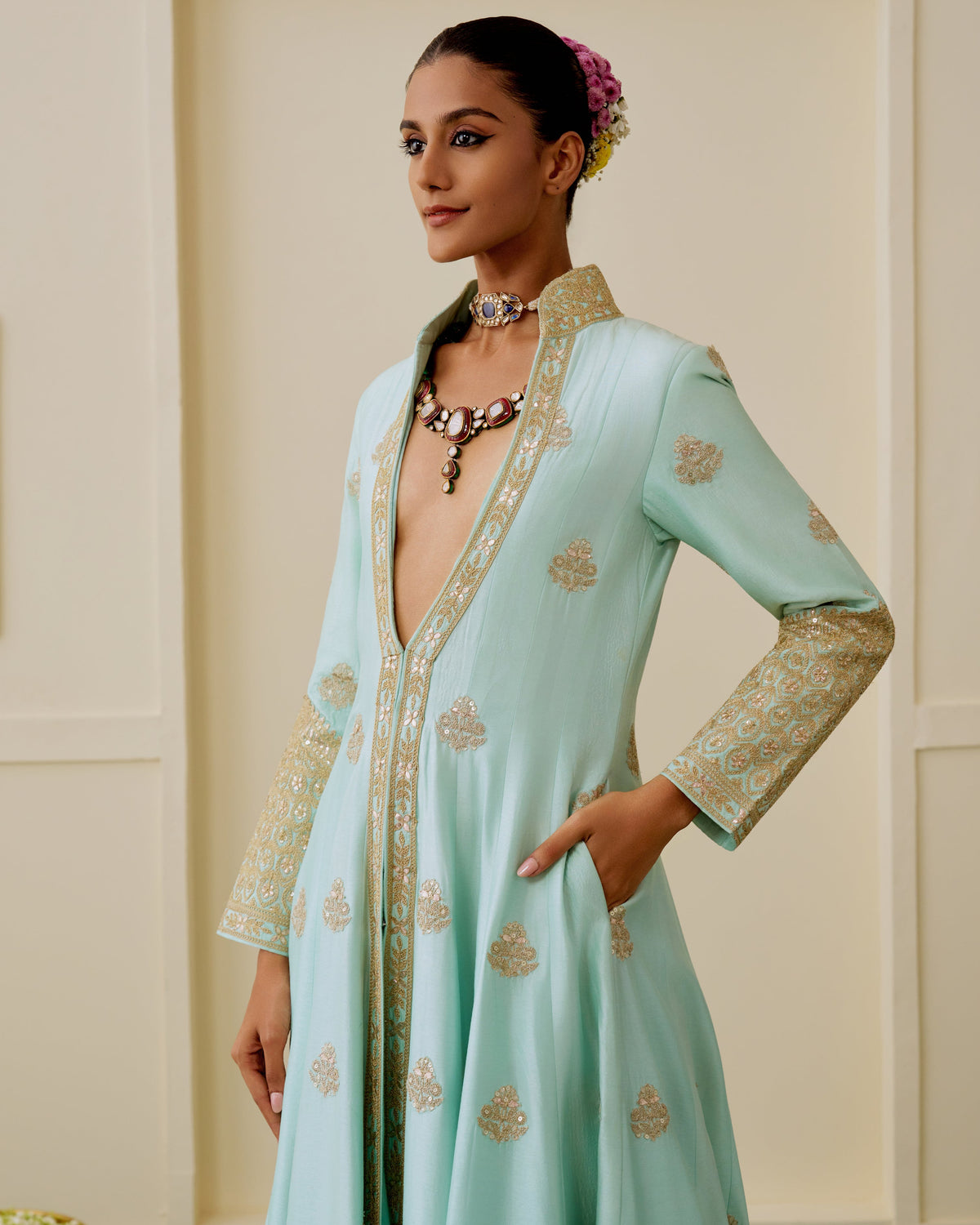 Zareenah Anarkali Jacket Set
