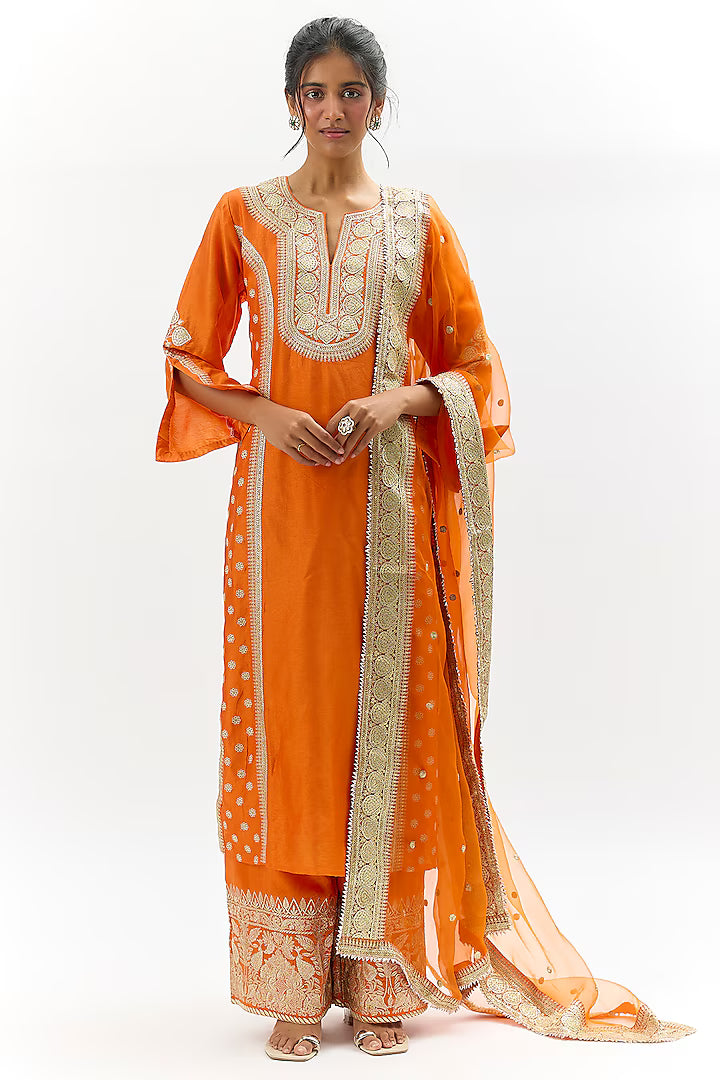 Muzzafar Palazzo Set-Sheer Datta