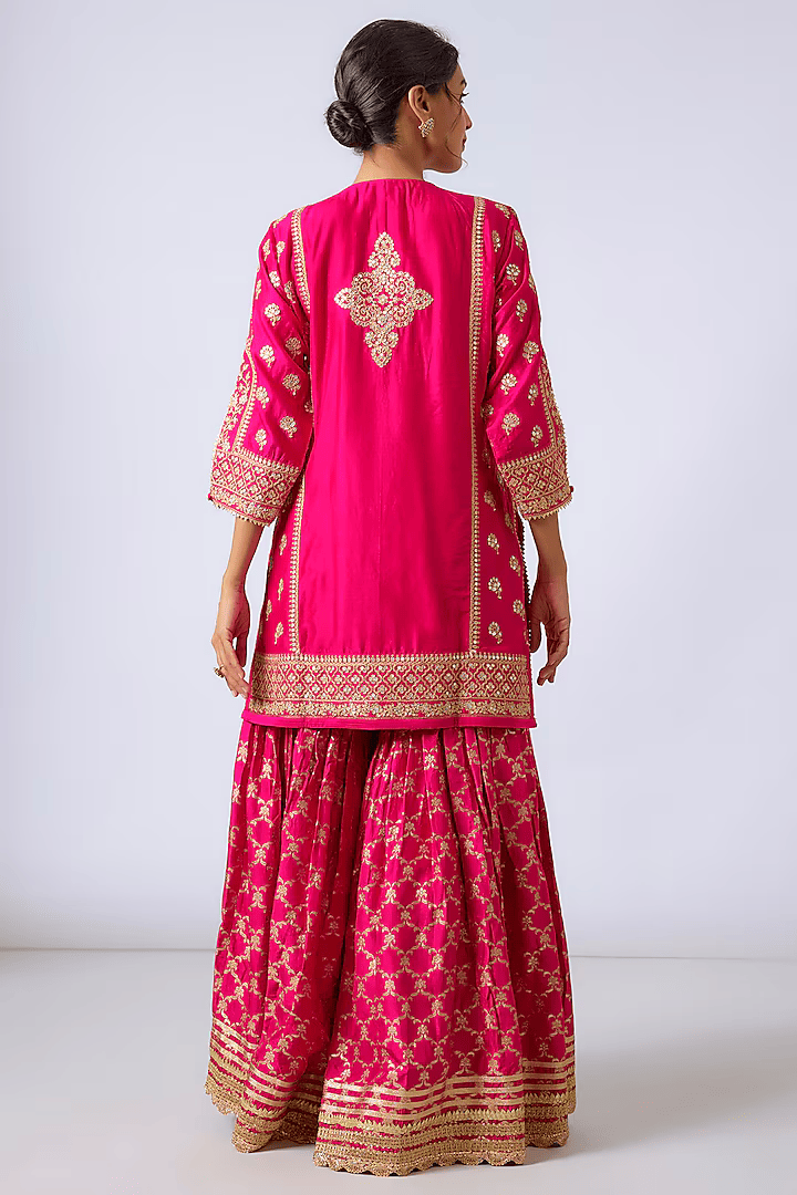 Juhi Chawla in Marigold Brocade Short Garara Set