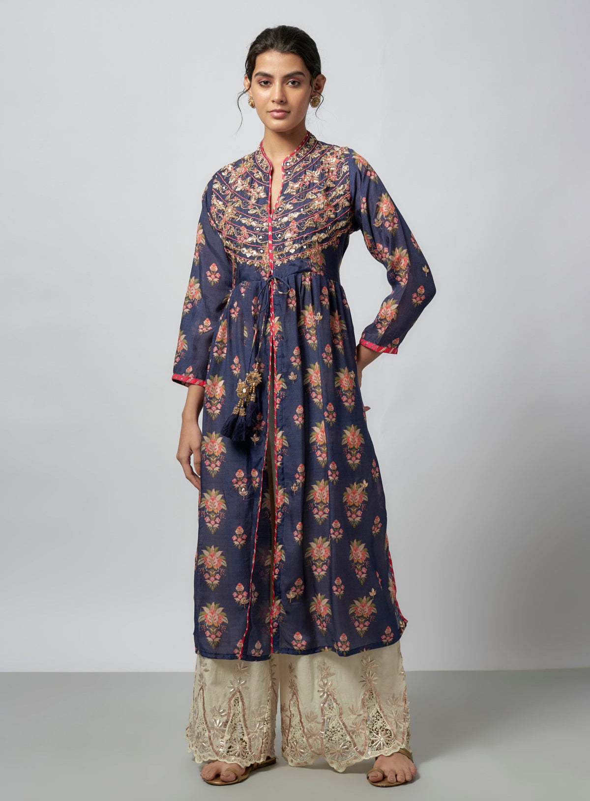 Tara Jacket Style Tunic with Palazzo