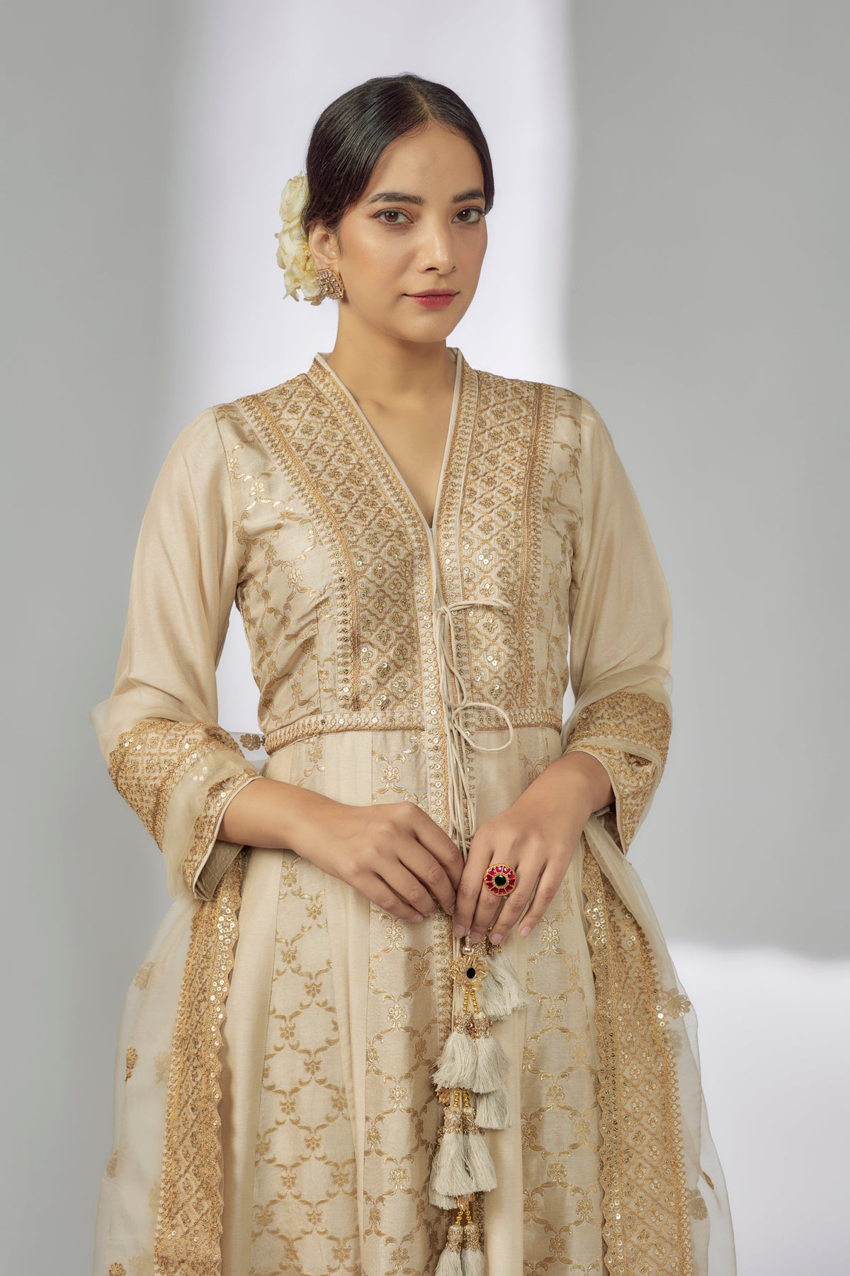 Marigold Brocade FO Set with Churidar