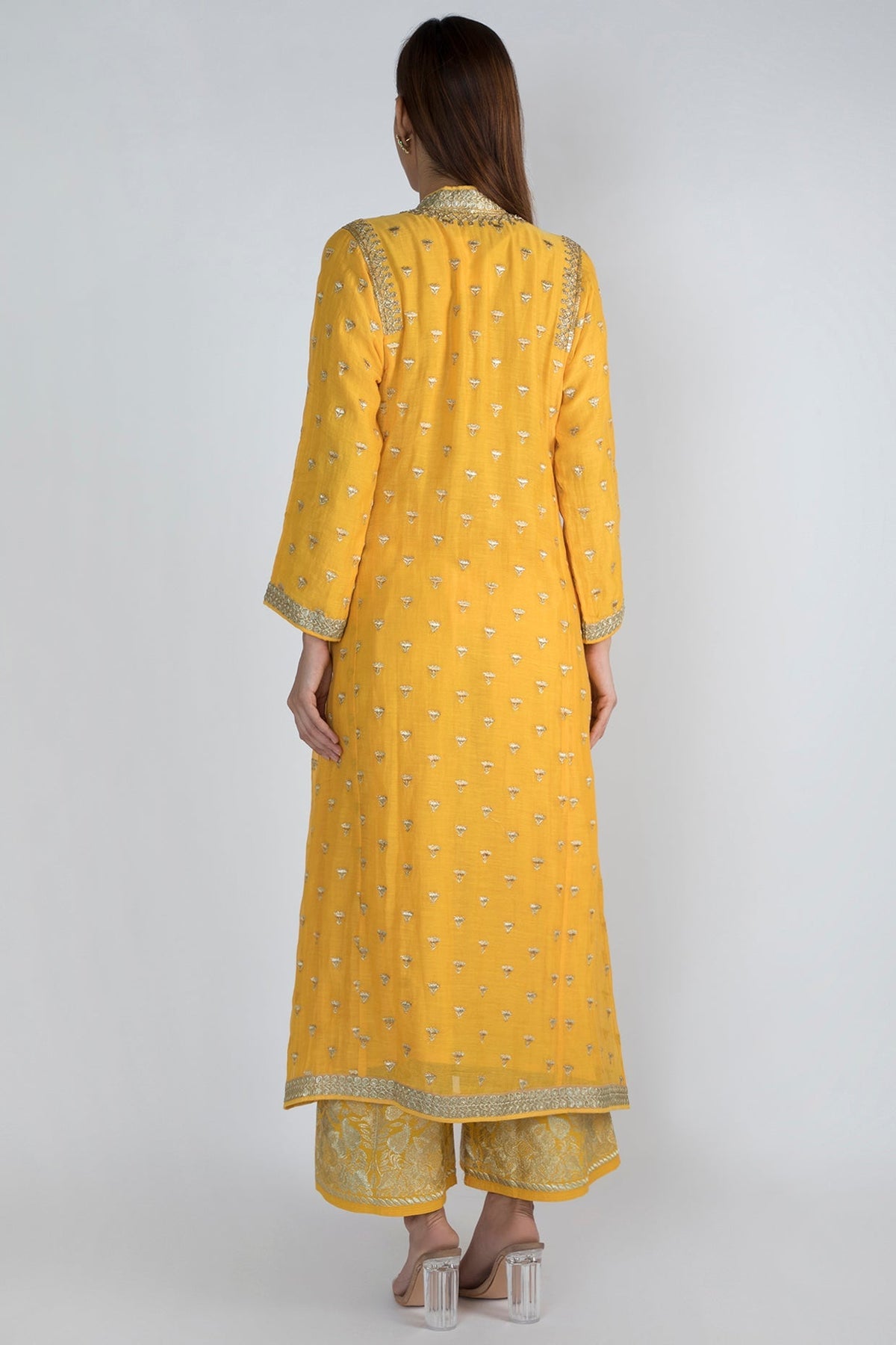 Meera Yellow Jacket Palazzo Set- back view