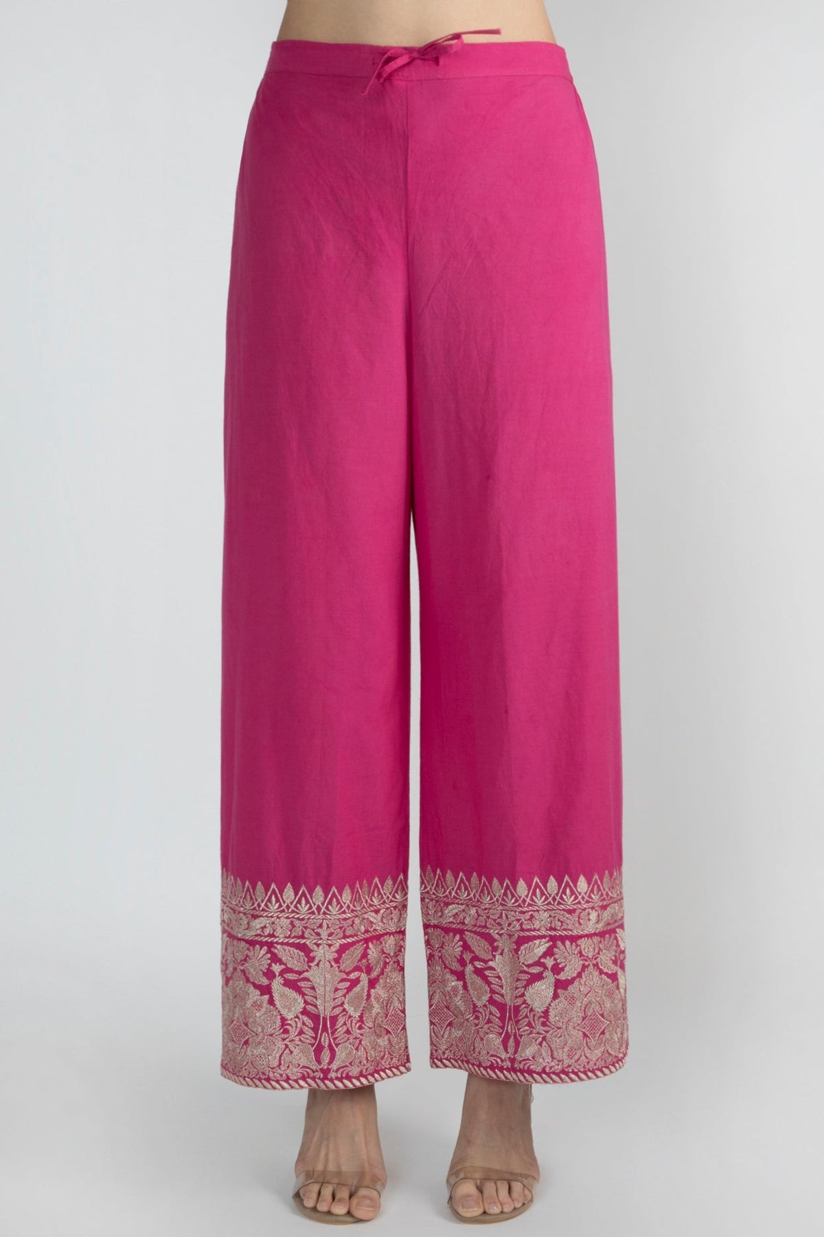 Pink Meera Jacket Palazzo Set- close view
