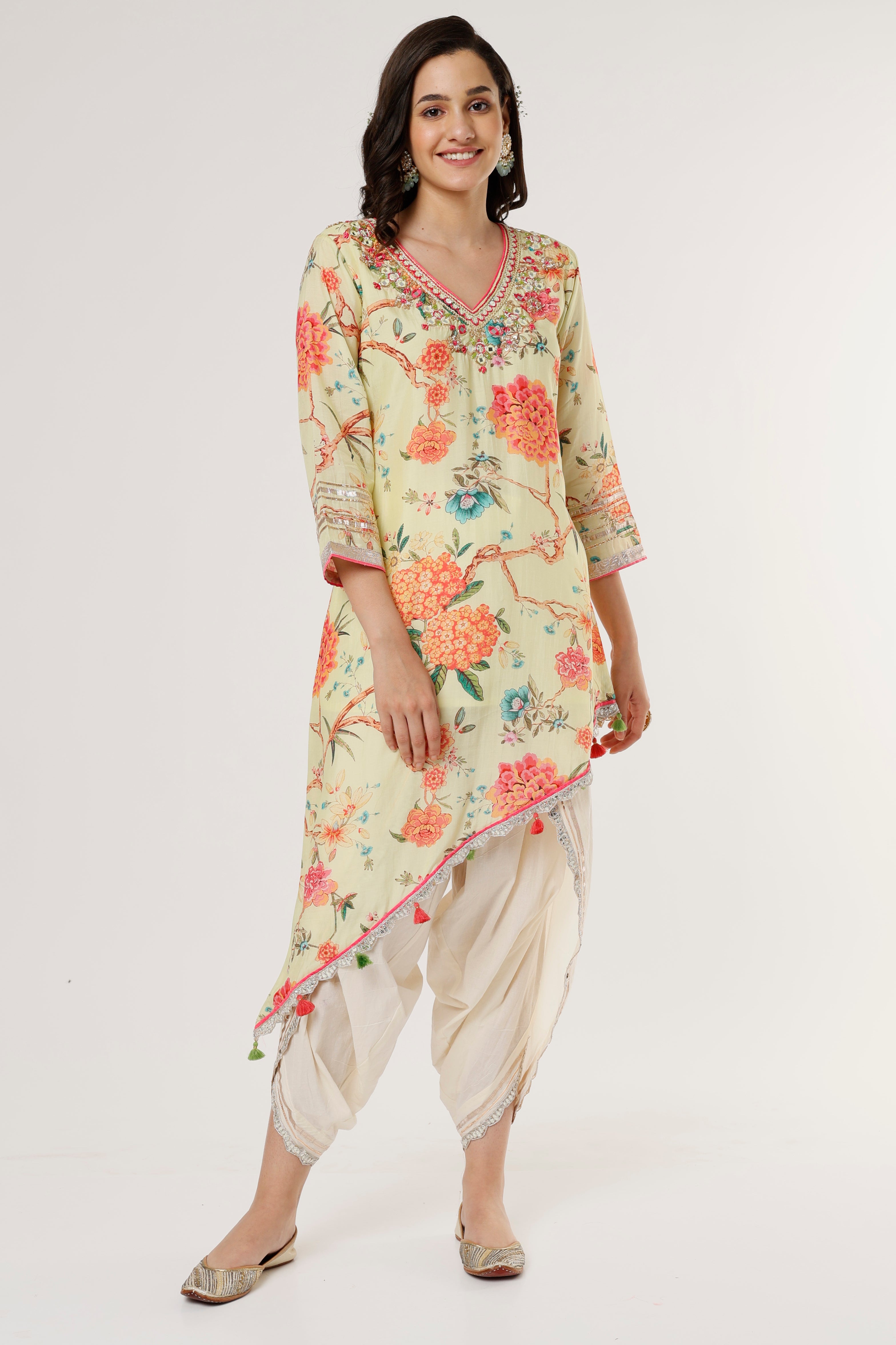 Women's Asymmetrical Dhoti set | Gopi Vaid
