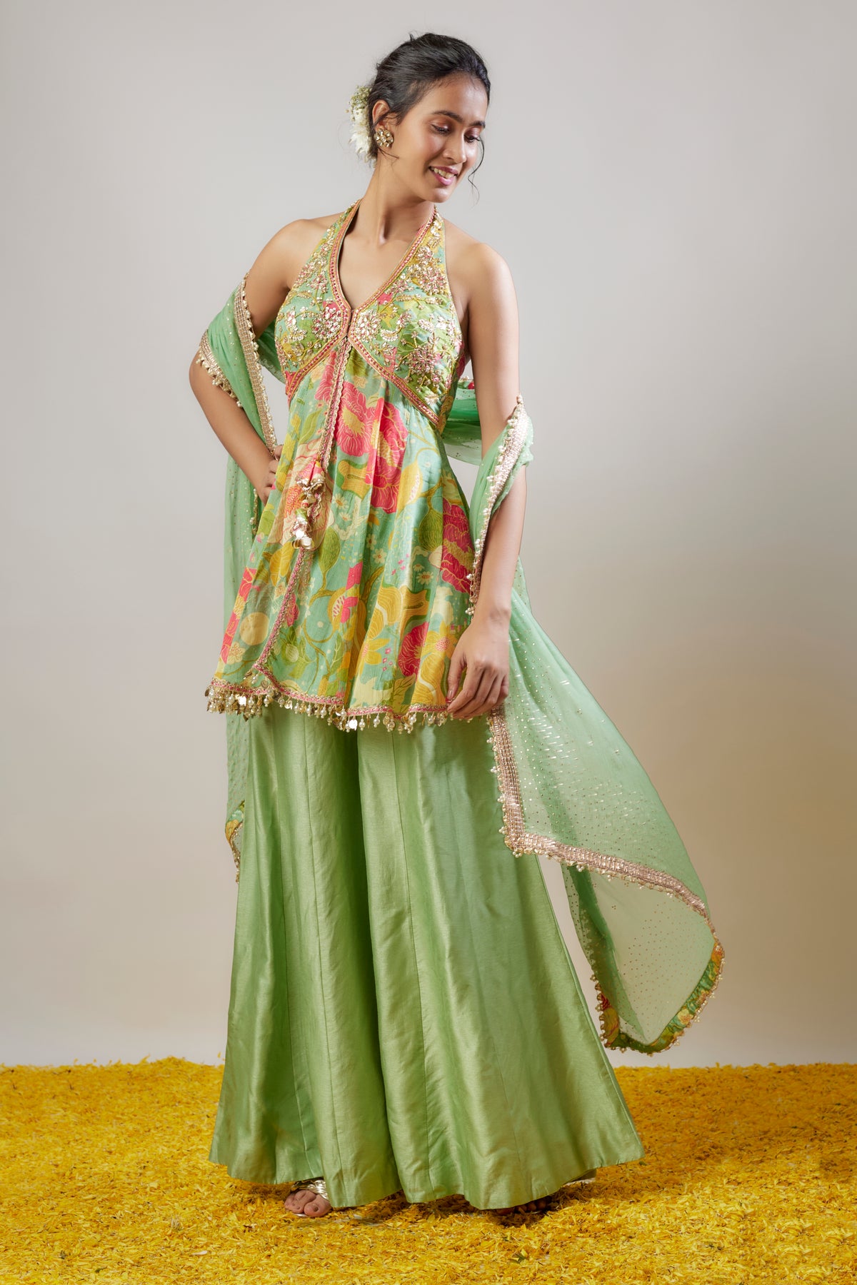 Mint Sharara Set