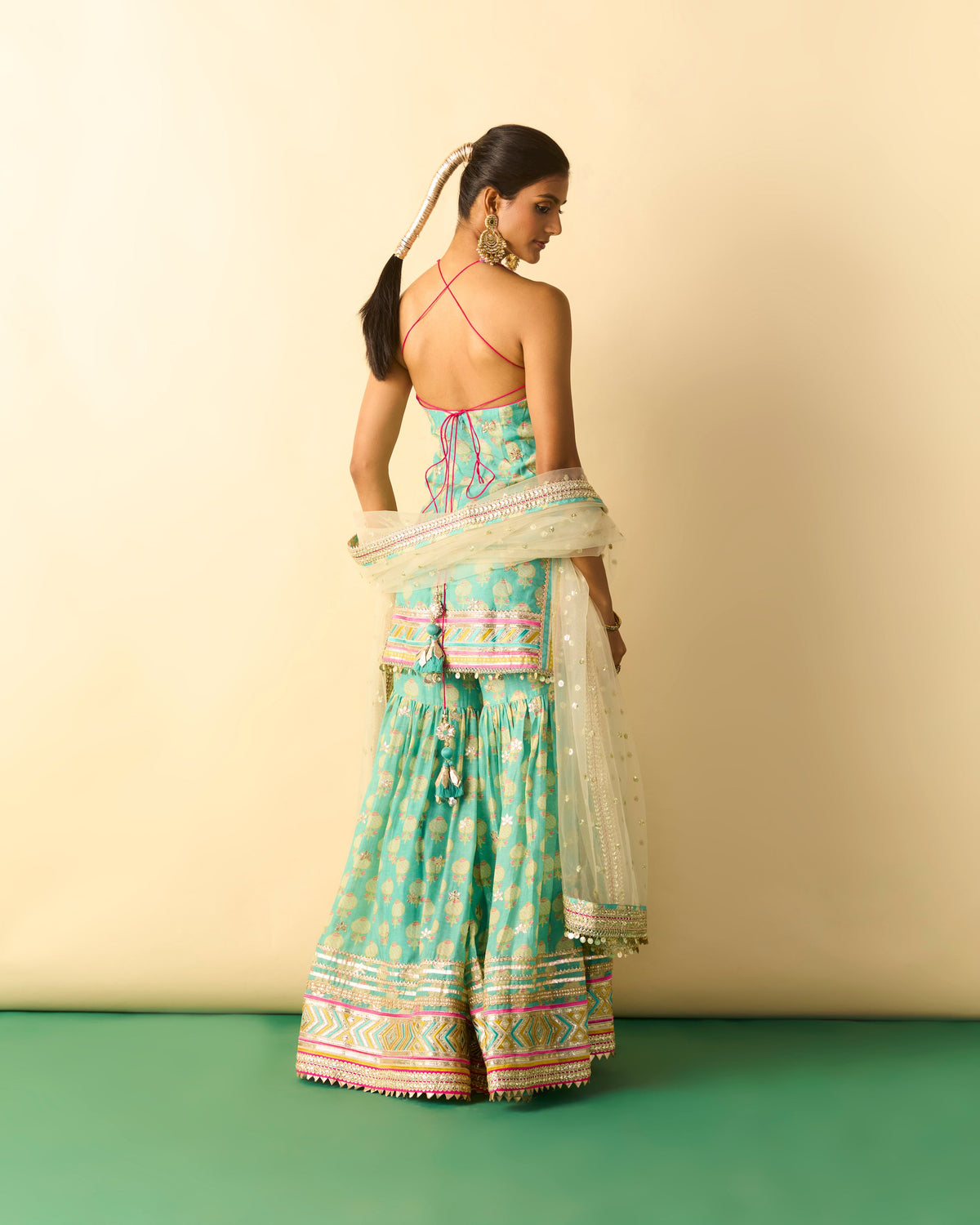 Antara Motiwala in Dwisha Halter Sharara Set