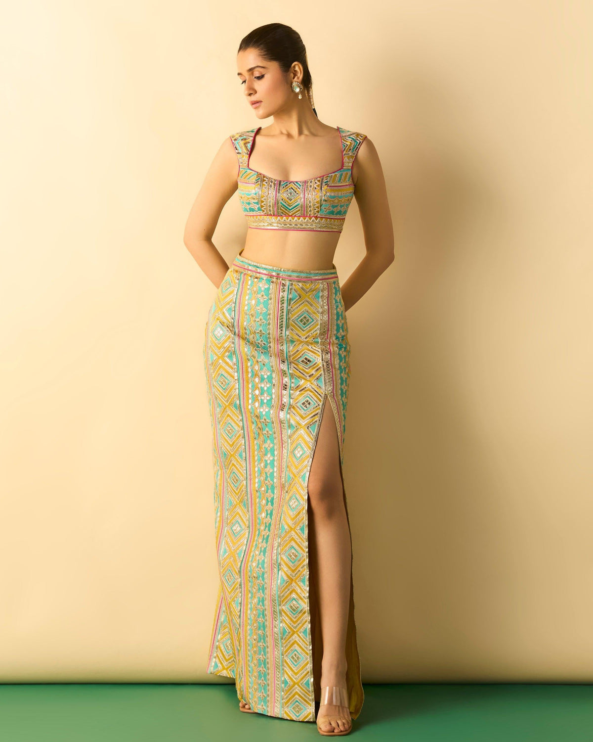 kashvi slit skirt set