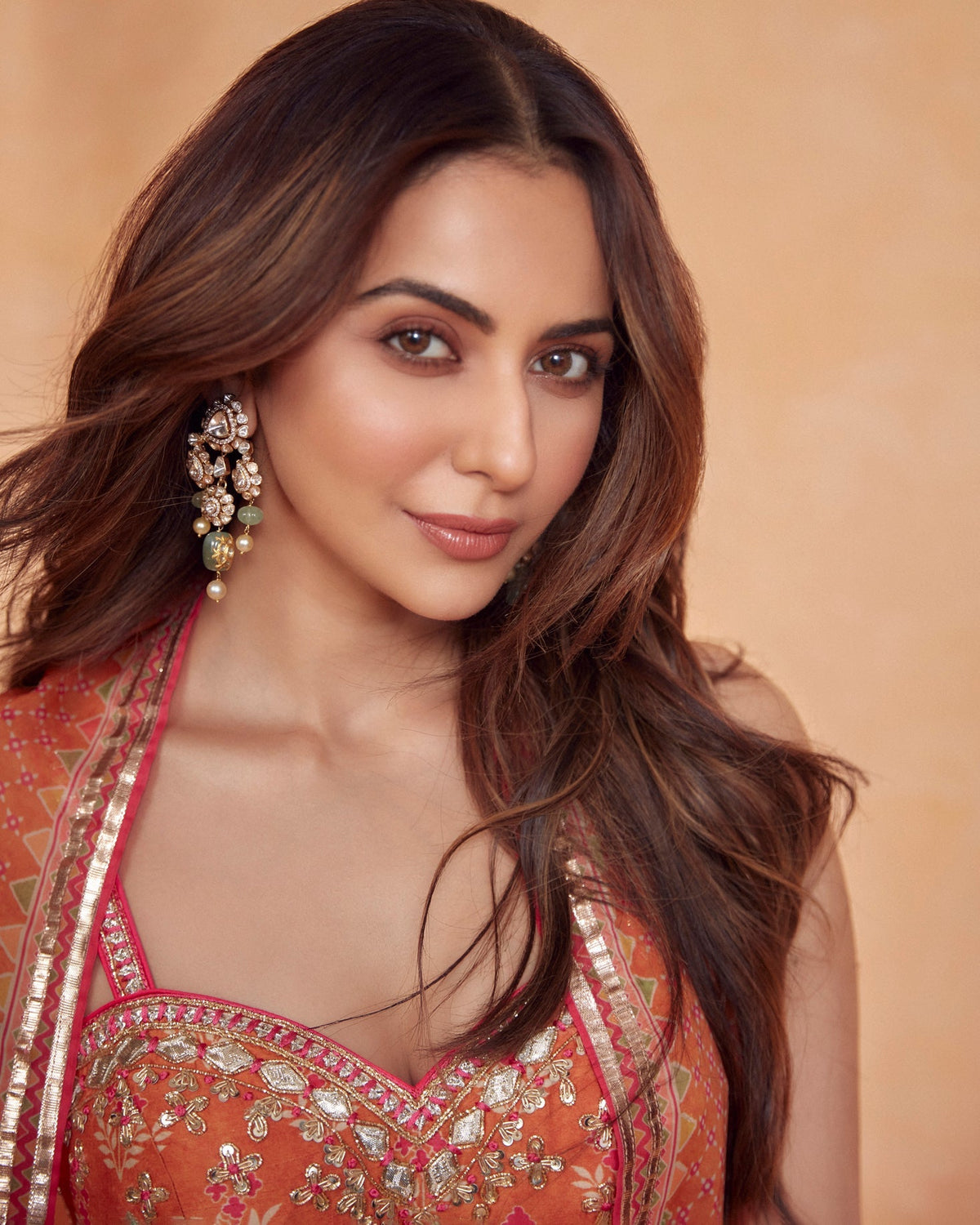 Tilla Panel Pant With Cape - Rakulpreet Singh
