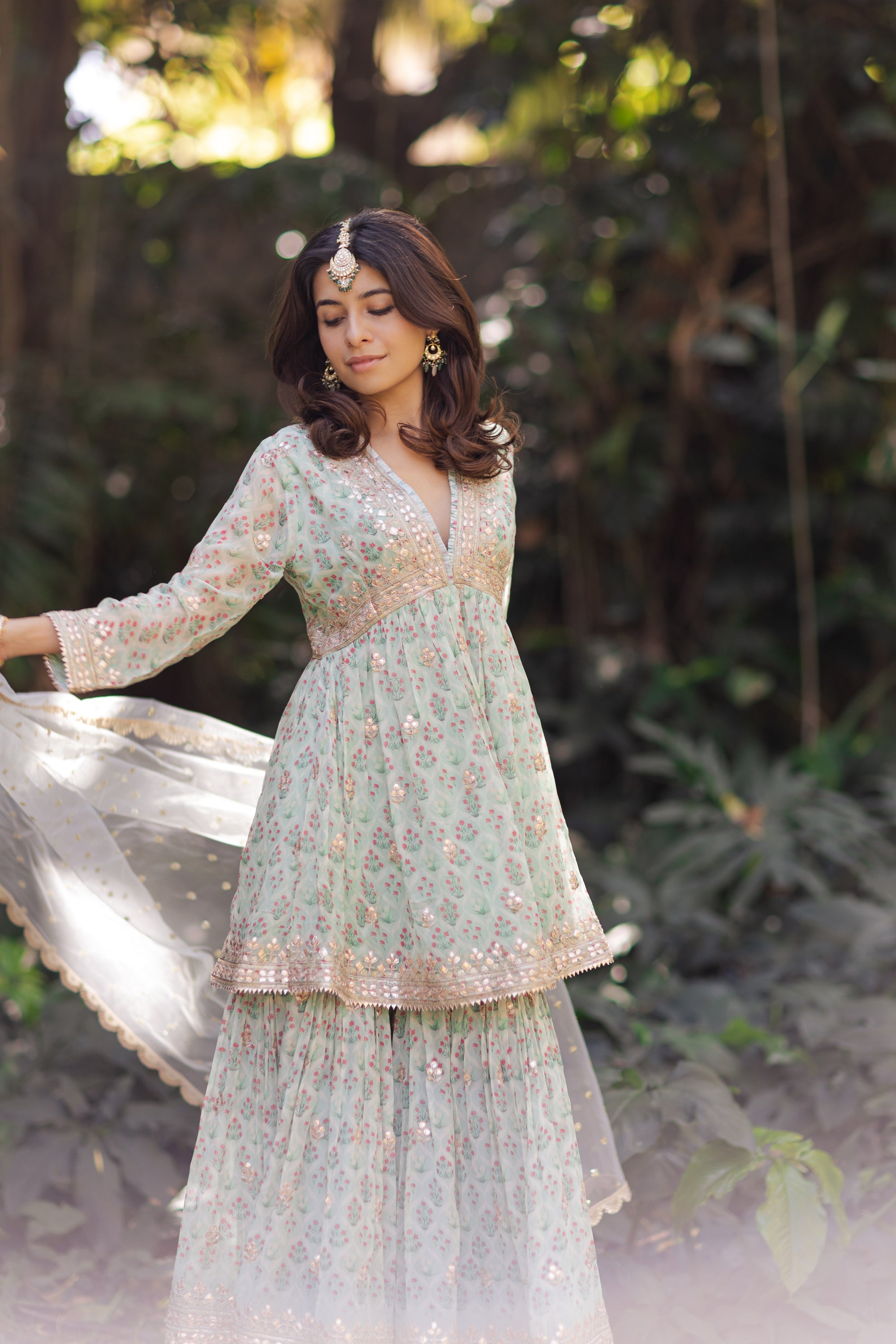 peplum sharara dress Beige Peplum Kurta Sharara Set