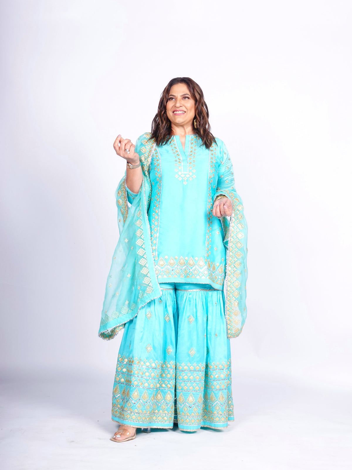 Women's Blue Noor Sharara Set | Gopi Vaid