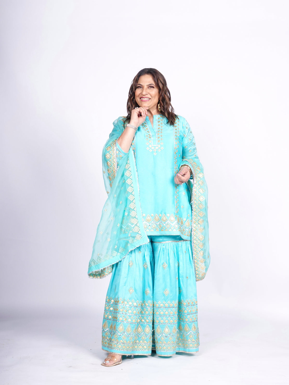 Women's Blue Noor Sharara Set | Gopi Vaid