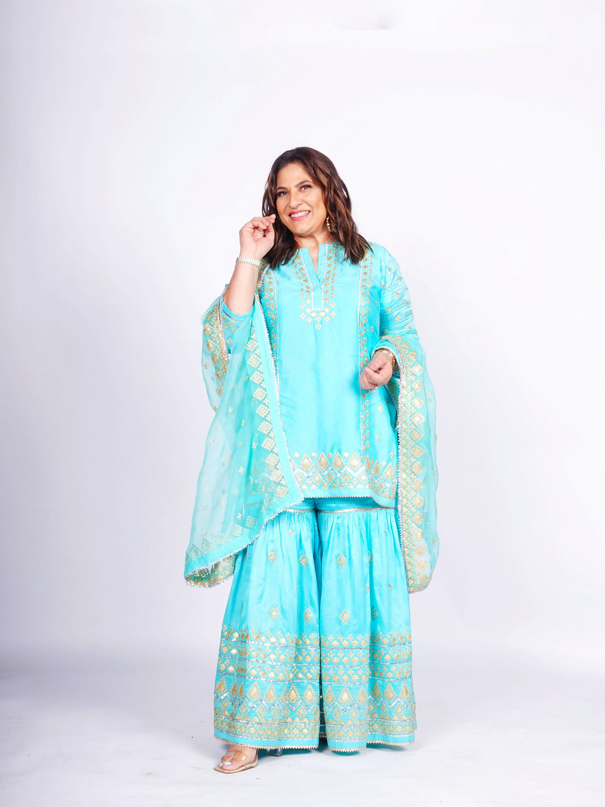Women's Blue Noor Sharara Set | Gopi Vaid