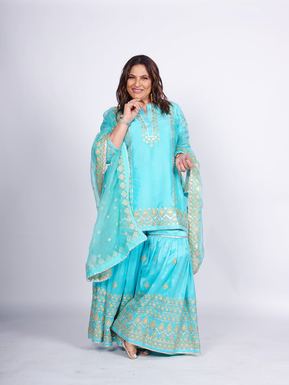 Women's Blue Noor Sharara Set | Gopi Vaid
