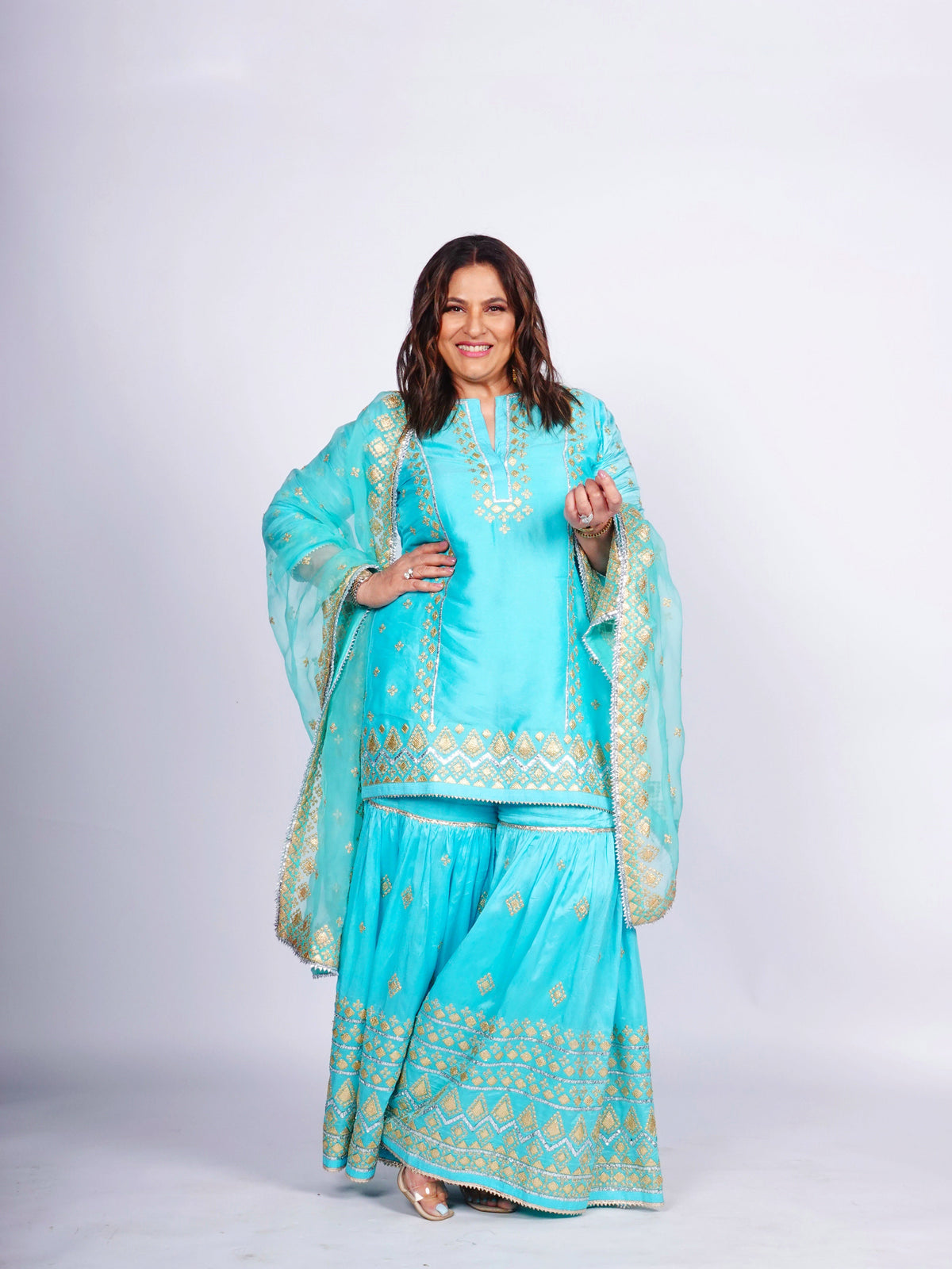 Women's Blue Noor Sharara Set | Gopi Vaid