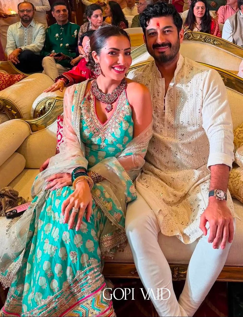 Antara Motiwala in Dwisha Halter Sharara Set