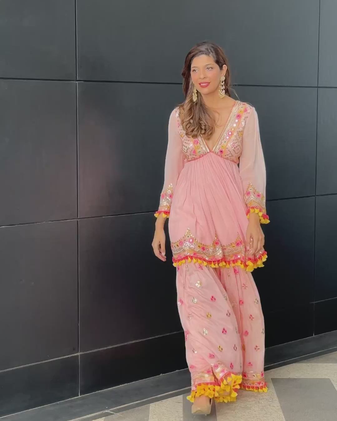 Mint Zohra Peplum With Sharara- back view
